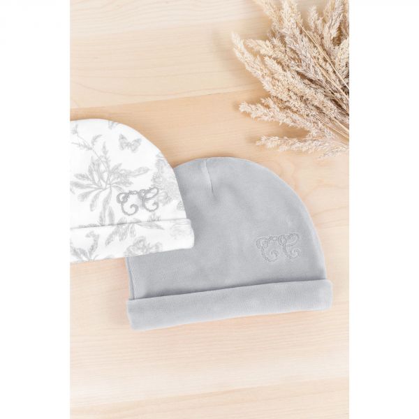 Bonnet bébé Toile de Jouy gris T0