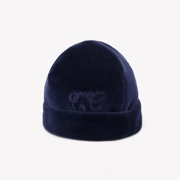 Bonnet bébé en velours Toile de Jouy T0
