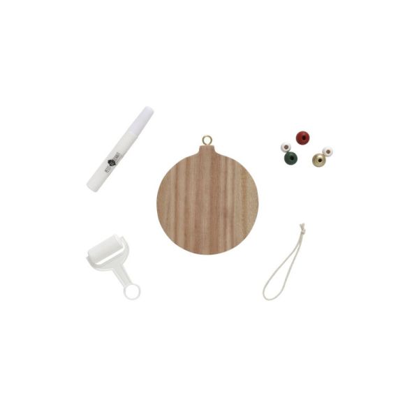 Boule de Noël empreinte en bois