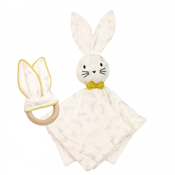 Coffret doudou avec anneau de dentition Leafy Bunny