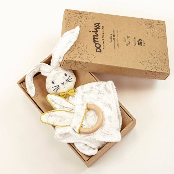 Coffret doudou avec anneau de dentition Leafy Bunny