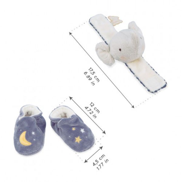 Coffret pour bébé chaussons et bracelet sonore Elephant