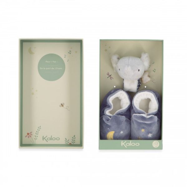 Coffret pour bébé chaussons et bracelet sonore Elephant