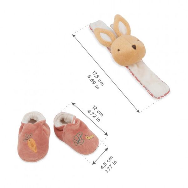 Coffret pour bébé chaussons et bracelet sonore Lapin