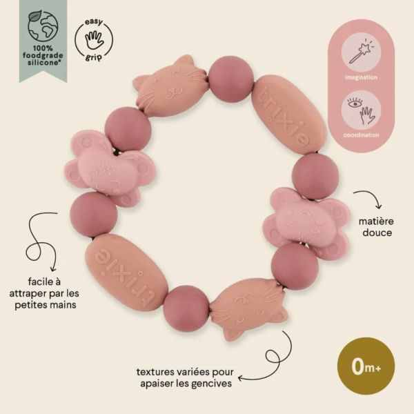 Bracelet de dentition en silicone Mrs. Cat & Mrs. Butterfly