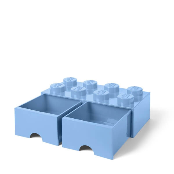Grande brique de rangement empilable avec tiroirs bleu ciel