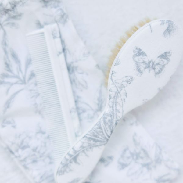 Kit brosse et peigne bébé imprimé Toile de Jouy Gris