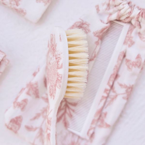 Kit brosse et peigne bébé imprimé Toile de Jouy Bleu