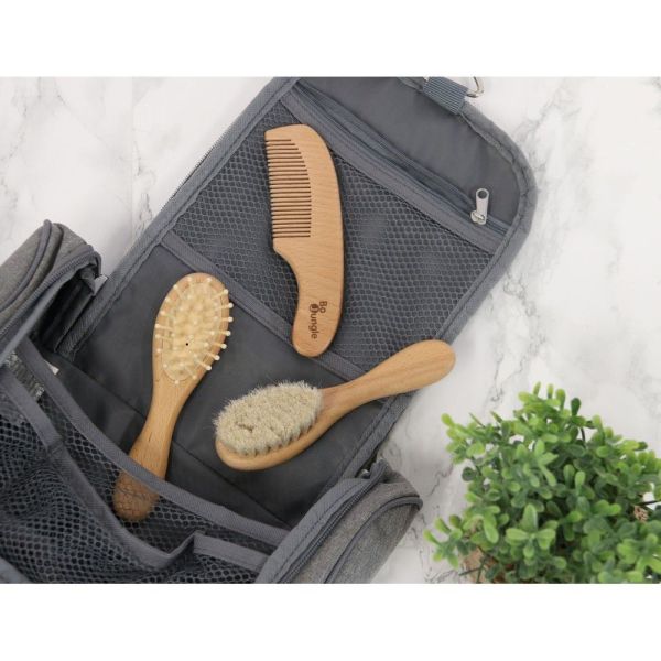 Lot de 3 brosses de soins pour bébés en bois naturel