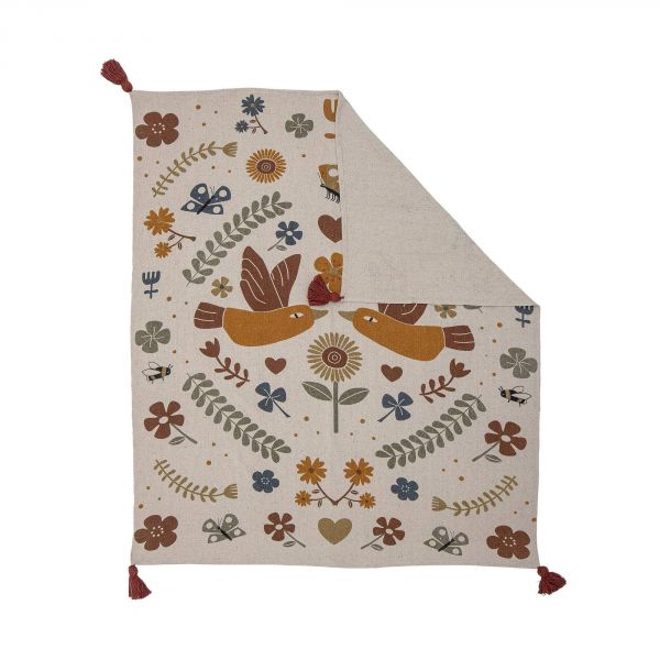 Plaid en coton recyclé 160 x 130 Fleuri