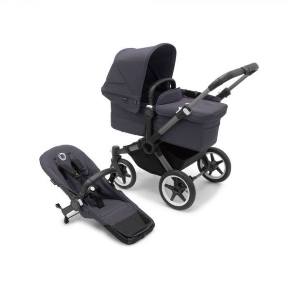 Poussette duo Donkey 5 Mono châssis Noir Bleu