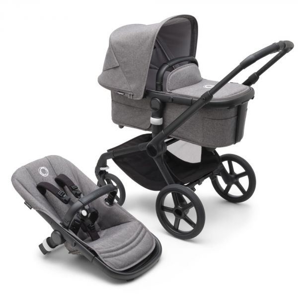 Poussette duo Fox 5 tout terrain Noir/mélange gris