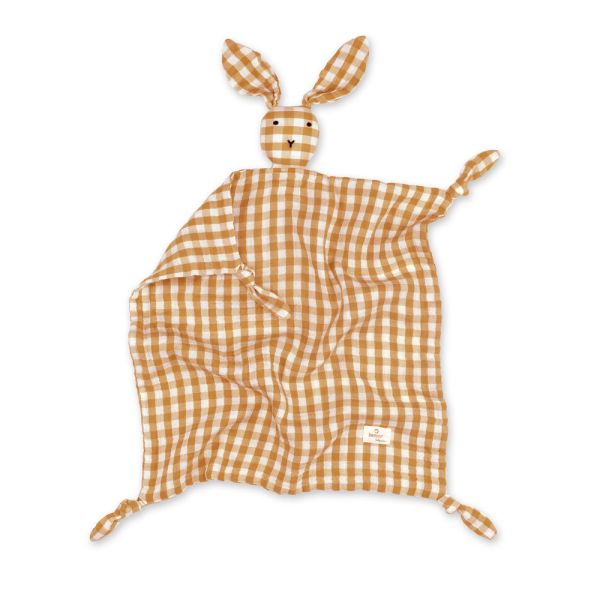 Doudou lapin 40x40 cm Ocre / Blanc