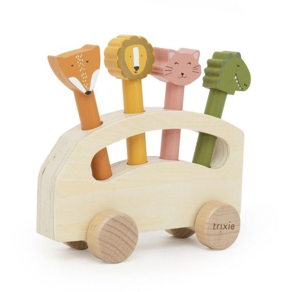 Bus en bois avec animaux pop-up