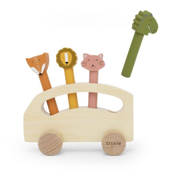 Bus en bois avec animaux pop-up