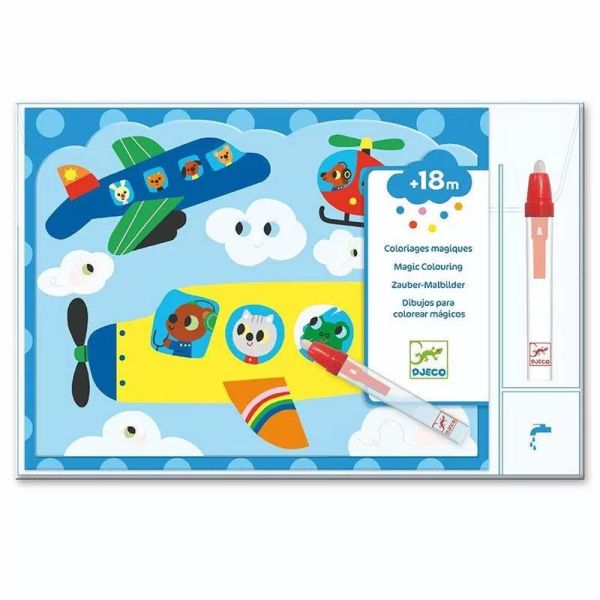 Set de 4 dessins coloriage à l'eau magique Caché dans le ciel