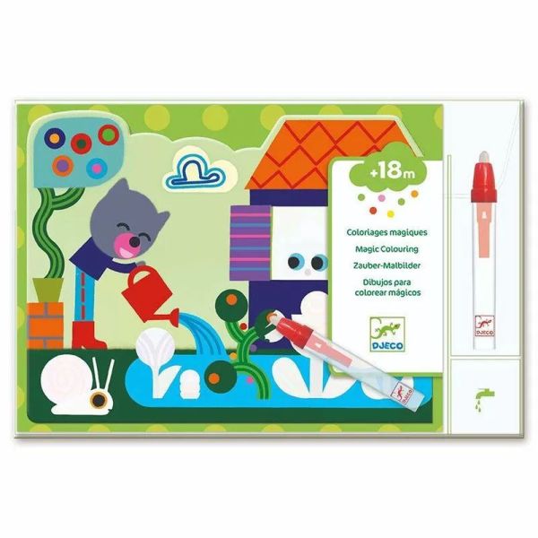 Set de 4 dessins coloriage à l'eau magique Caché dans le jardin