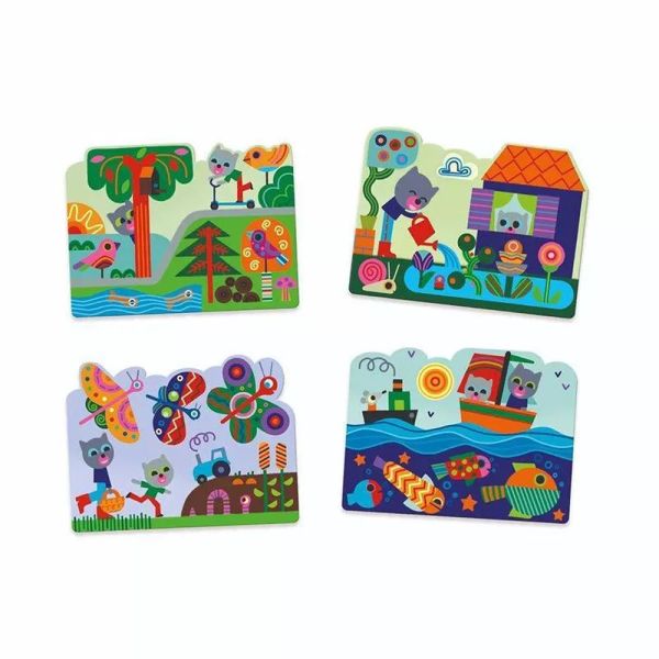 Set de 4 dessins coloriage à l'eau magique Caché dans le jardin