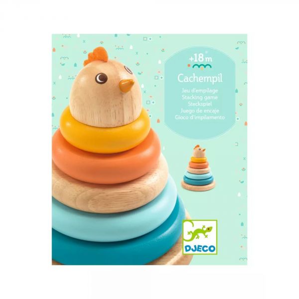 Jouet d'éveil en bois à empiler Cachempil Maman poule