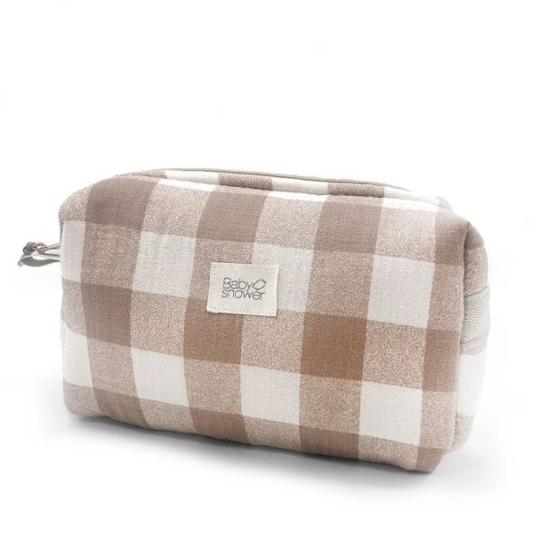Trousse de toilette bébé Vichy caramel
