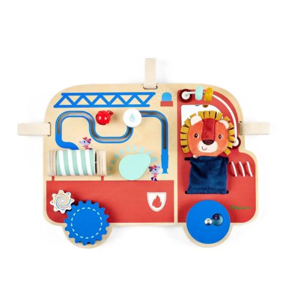 Panneau d'activités en bois Camion de pompier Jack