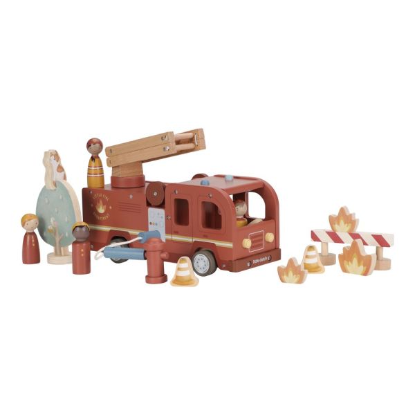 Camion de pompiers et accessoires en bois FSC