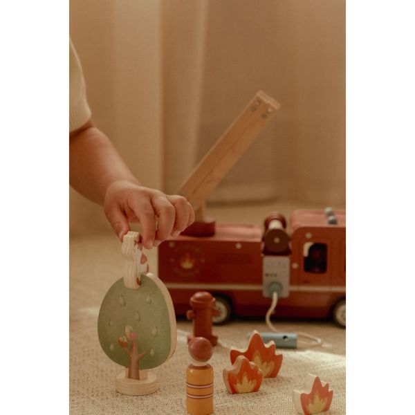 Camion de pompiers et accessoires en bois FSC