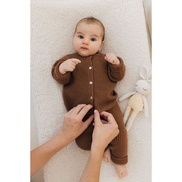 Gilet tricot Coloris Caramel - 0-1 mois