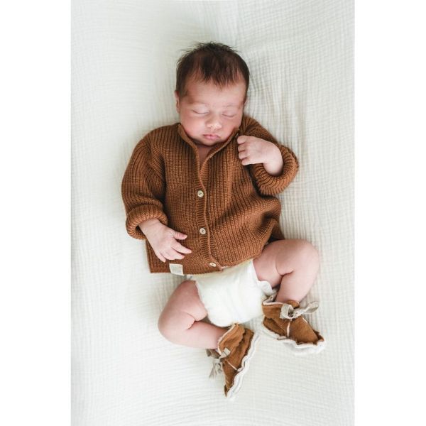 Gilet tricot Coloris Caramel - 0-1 mois