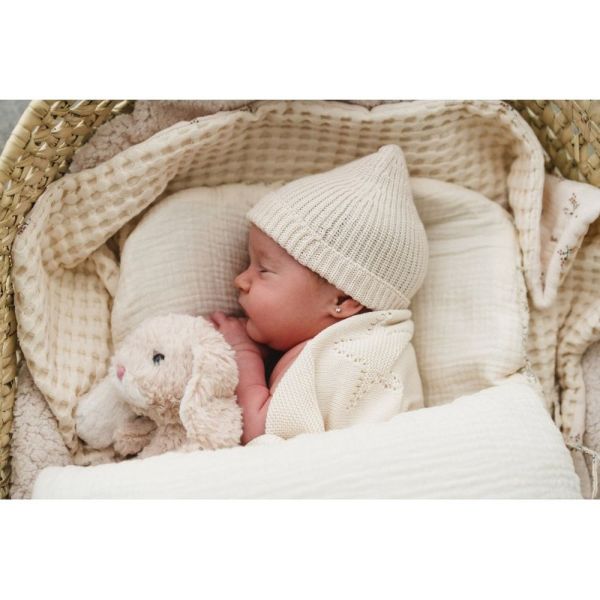 Bonnet en laine bébé Canale Coloris Ivoire - Taille 1 à 3 mois