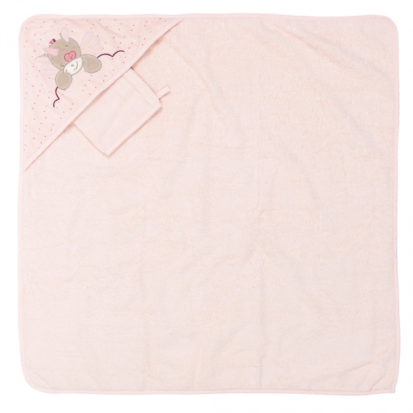 Cape de bain et gant de toilette Jade la licorne