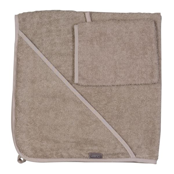 Cape de bain avec gant de toilette - Stone