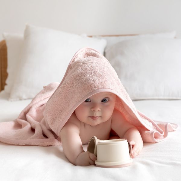 Cape de bain bébé 75x75 cm Terry vieux rose