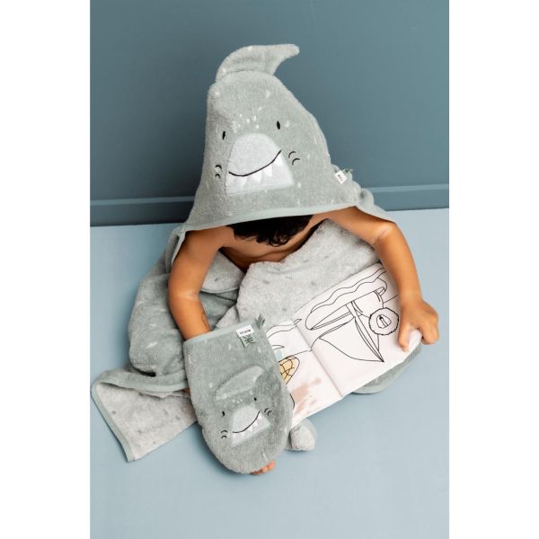 Cape de bain bébé Mr. Shark - 75 x 75 cm