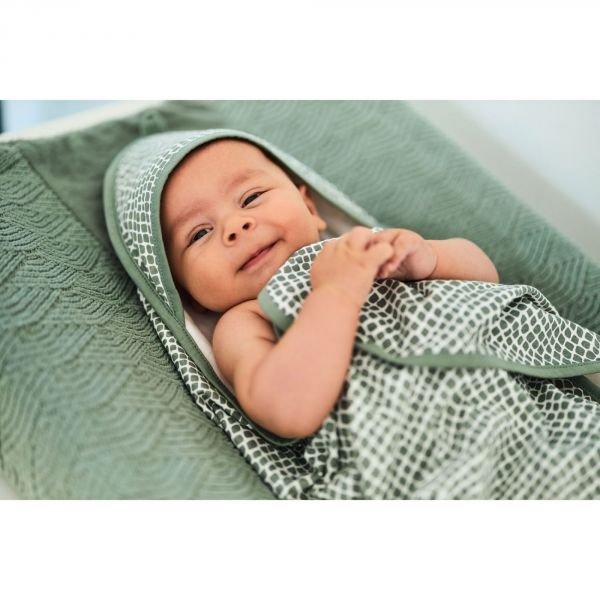 Cape de bain bébé 75x75 cm Jersey Snake Ash Green