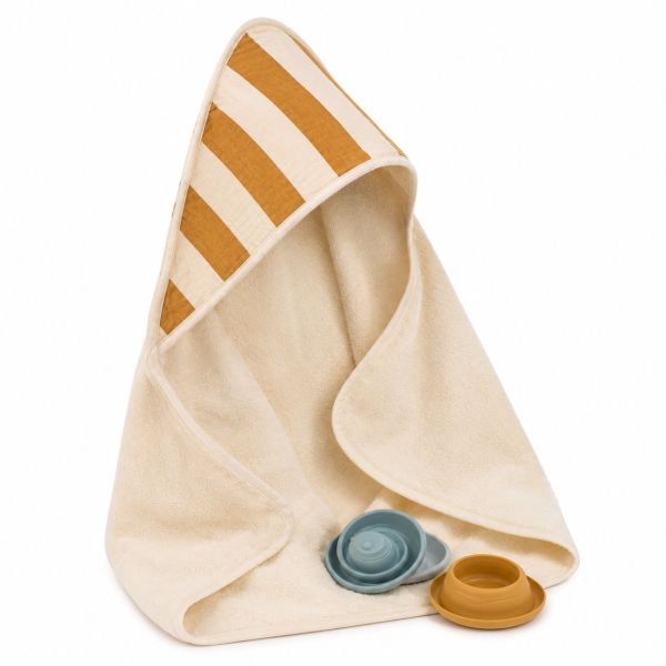 Cape de bain bébé XXL Rayure Camel 0-8 ans