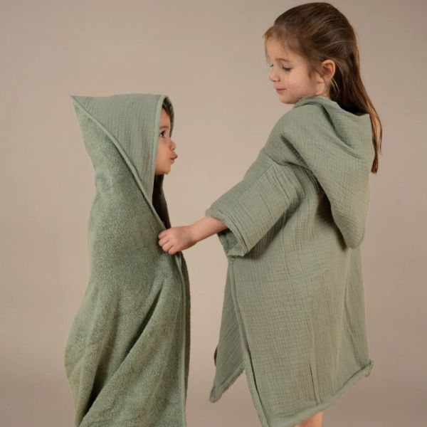 Cape de bain bébé en éponge Camel 95 x 95 cm