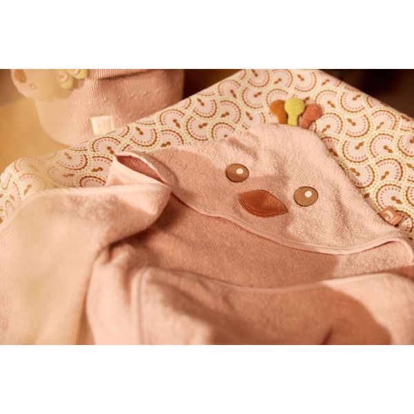 Cape de bain bébé éponge 75x75 cm Peacock Pavie