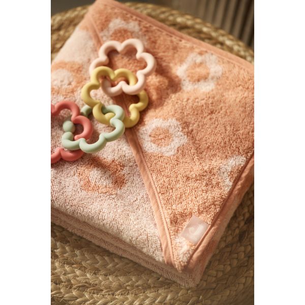 Cape de bain bébé éponge 75x75 cm Jacquard Flower