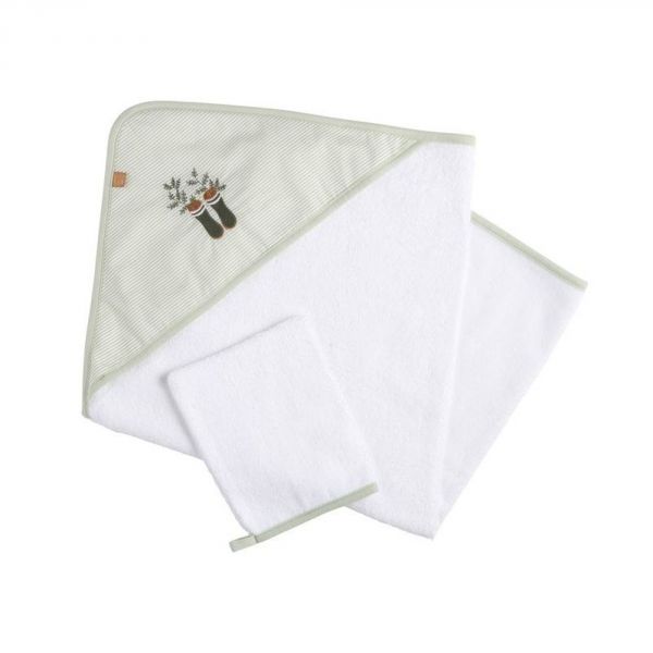 Cape de bain + gant coton bio - caramel, Linge de maison et décoration