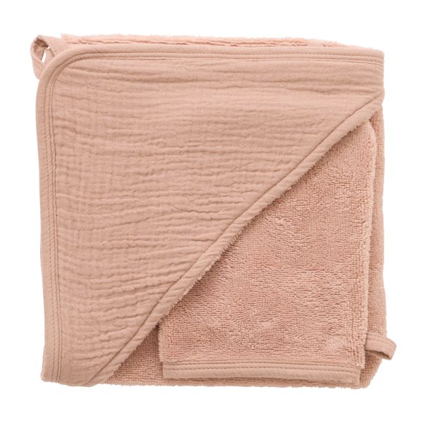 Cape de bain avec gant bambou & gaze Mocha – Mix & Match