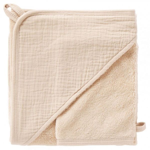 Cape de bain bébé avec gant de toilette Biscuit