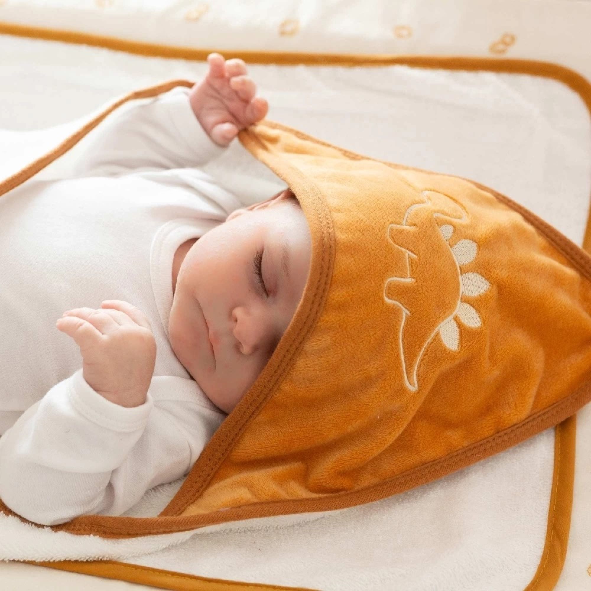 Cape De Bain Bébé 100x100 Cm + Gant Assorti - Velours Éponge Coton, Motif Étoiles, Cadeau Naissance Mixte