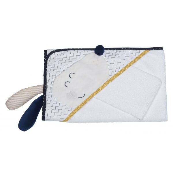 Cape de bain et gant de toilette Hello