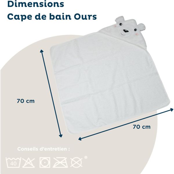 Cape de bain ours blanc