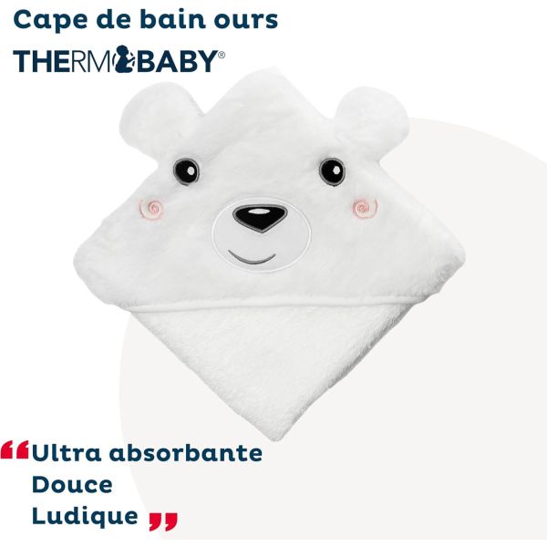 Cape de bain ours blanc