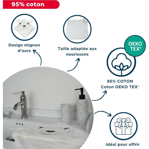 Cape de bain ours blanc