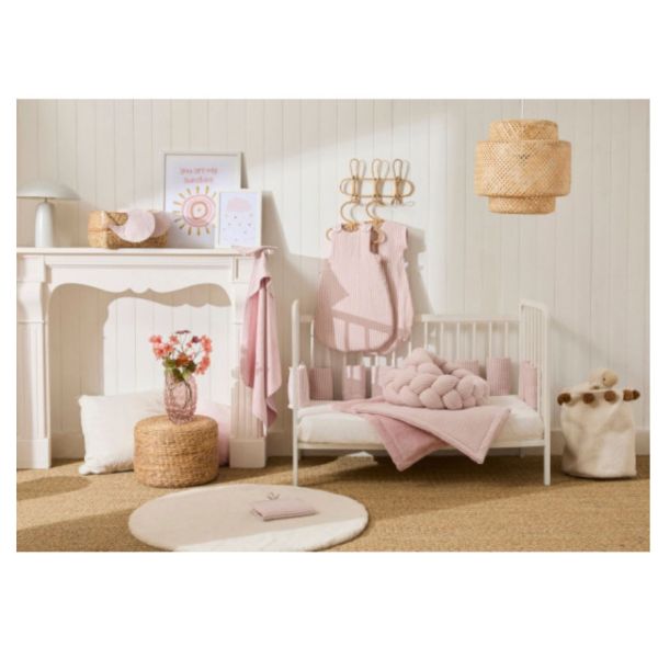 Cape de bain bébé avec gant de toilette vieux rose - Soft Stripes