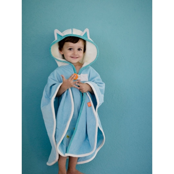 Cape de bain bébé Renard bleu personnalisable