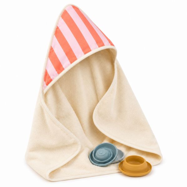 Cape de bain bébé XXL Rayure Rose/Orange 0-8 ans
